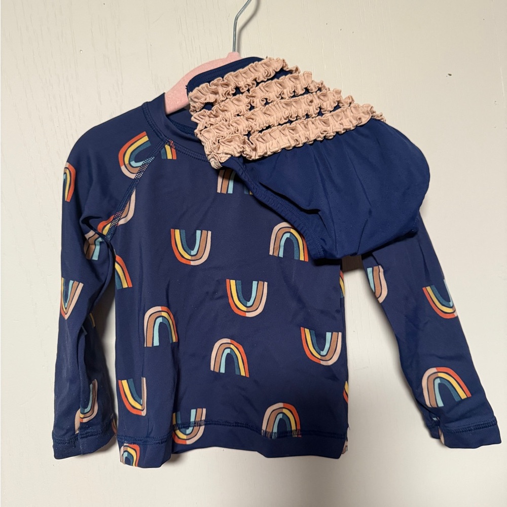 Hanna Andersson Blue Rainbow Rash Guard Set 18-24 months